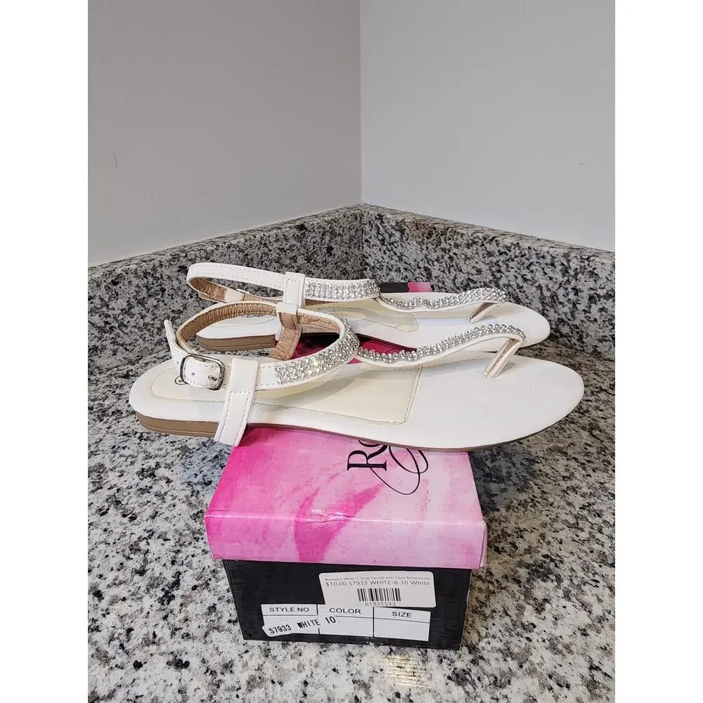 Rosegirl Cream and Rhinestone strap sandals
